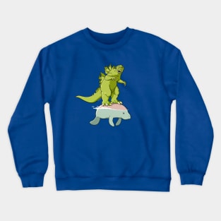 Godzilla on a Manatee Crewneck Sweatshirt